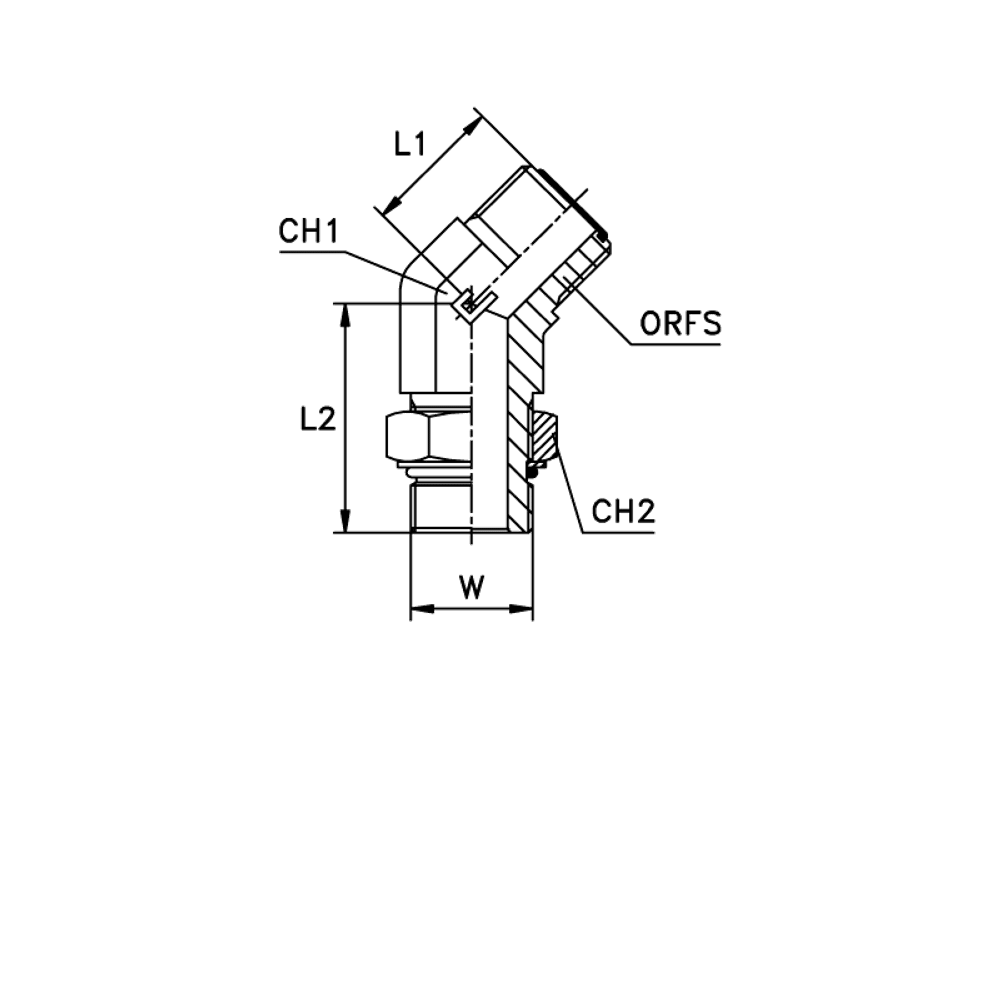 Штуцер FMH45 D18-20 ORFS 1.3/16 - UNF 11/16 (удлиненный)