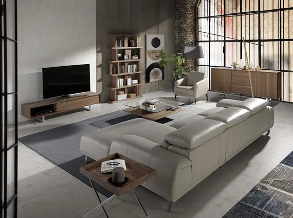 Угловой диван Angel Cerda KF112-R, серая кожа