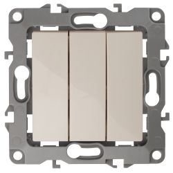 12-1107-02 ЭРА Выключатель тройной, 10АХ-250В, IP20, Эра12, слоновая кость | Эра 12 Слоновая кость