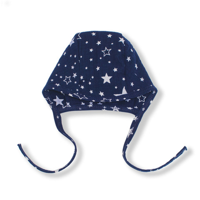 Чепчик из муслина (звездочки на синем)