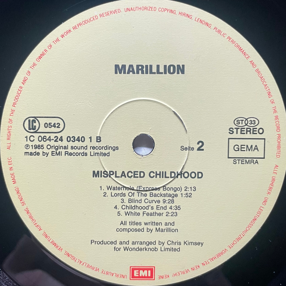 Marillion - Misplaced Childhood (Европа 1985г.)