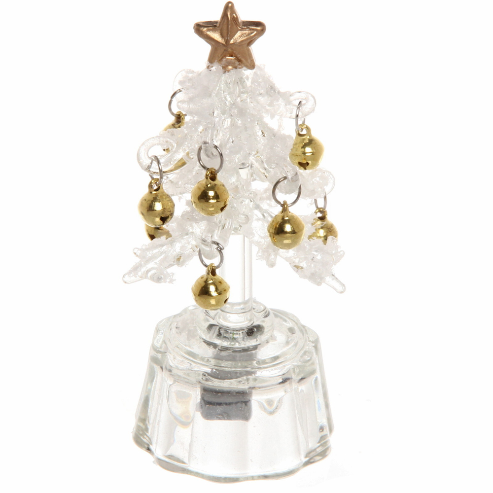 Сувенир с подсветкой «Морозная ёлочка» 7,5*2 см , золото