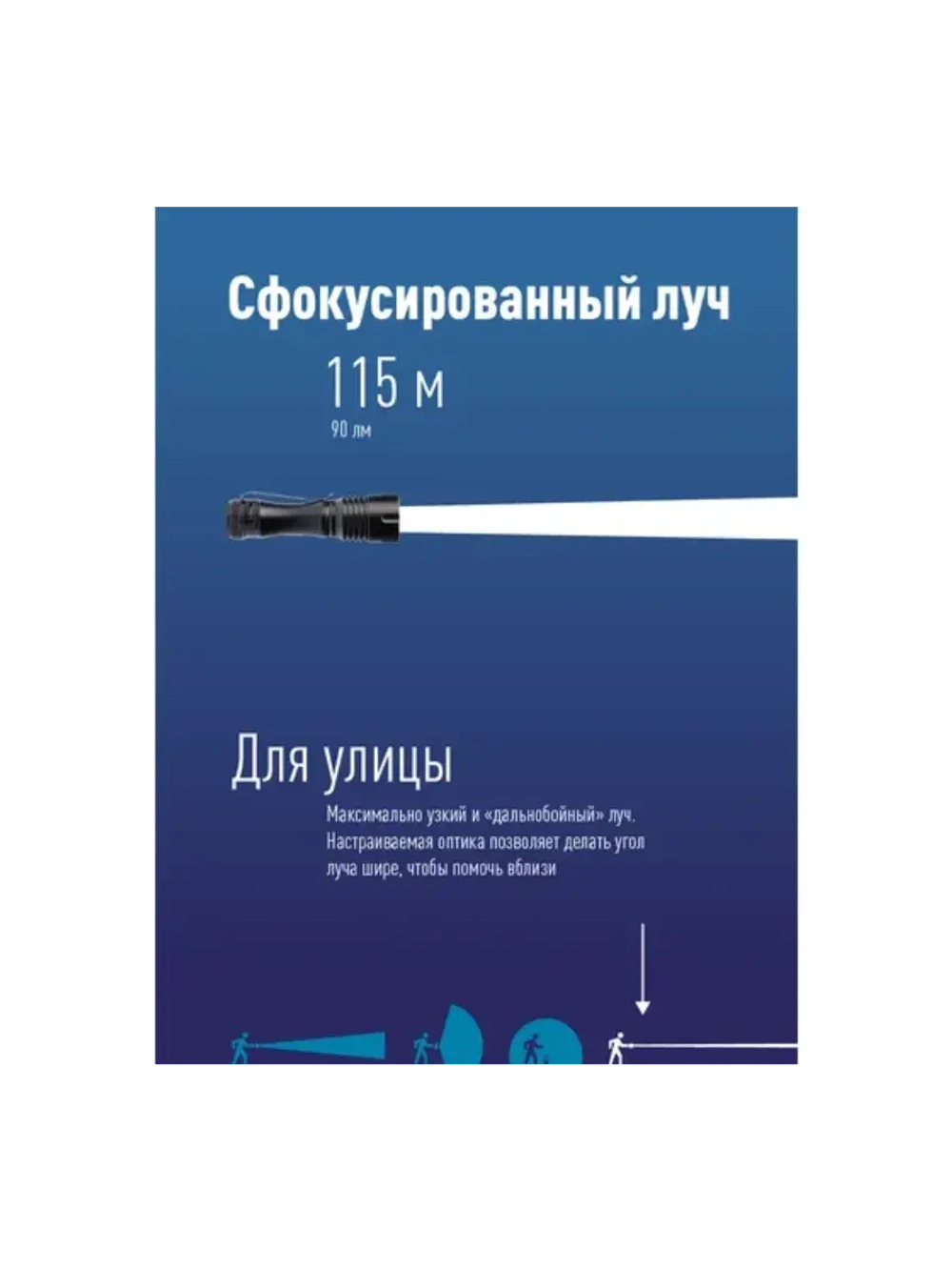Ручной фонарь 1Вт LED/с линзой/с зумом/1xAA/алюминий