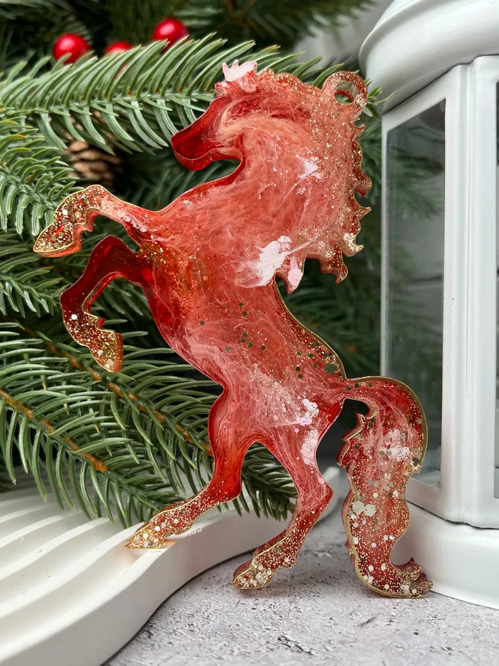 Новогодняя елочная игрушка Лошадь Огненная