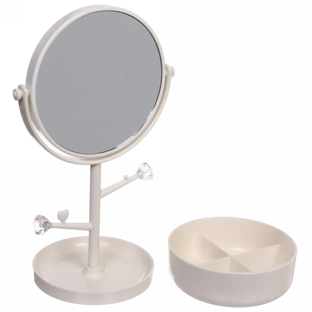 Зеркало настольное с органайзером для косметики «Beauty - Look», цвет белый, 33*14.5см