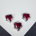 Сердце родий, красное, подвеска р-р 12.5мм, люкс фурнитура, штучно