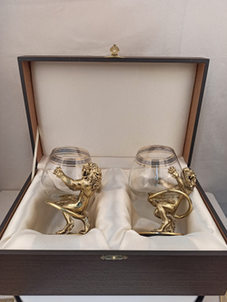 Набор из 2-х бокалов для коньяка "Два льва" (подарочный футляр)