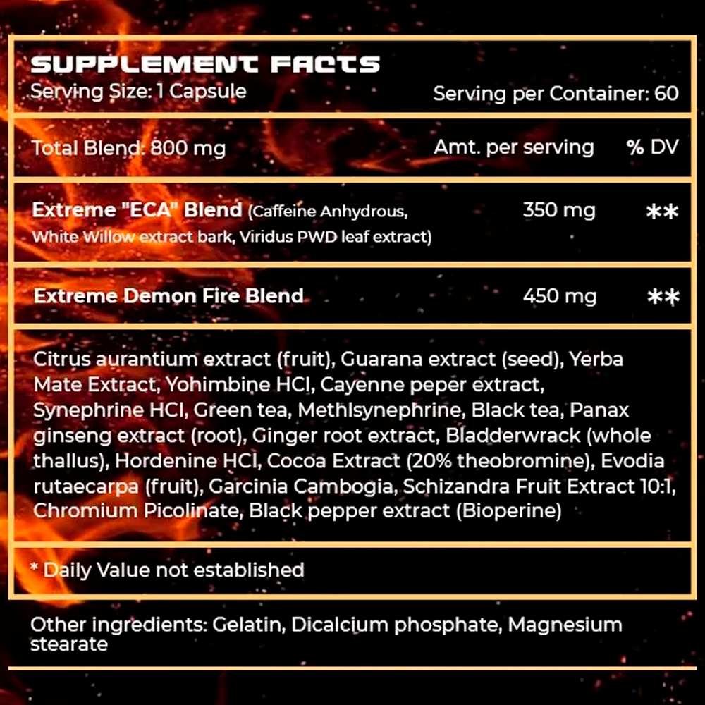 ExtremeDietSupps Demon Fire 60 capsules , Огненный демон Жиросжигатель