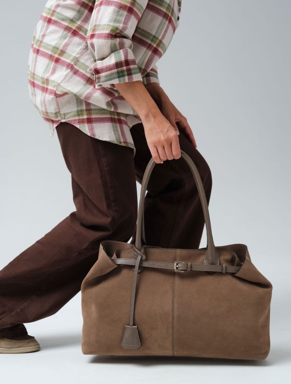 Замшевая сумка Daniela DBR 31375 серо-коричневый