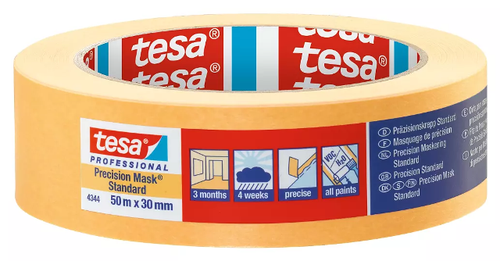 Малярная лента для чётких линий окраски tesa® 4344, жёлтая