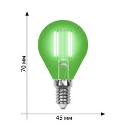 LED-G45-5W-GREEN-E14 GLA02GR Лампа светодиодная. Форма шар. Серия Air color. Зеленый свет. Картон. ТМ Uniel