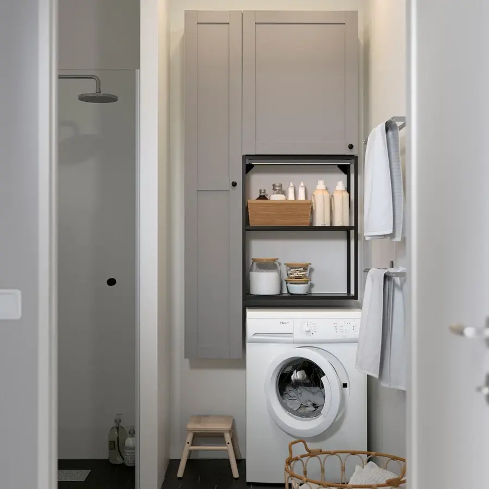 Книжный шкаф -  ENHET IKEA/ ЭНХЕТ ИКЕА, 180х90 см, белый/серый