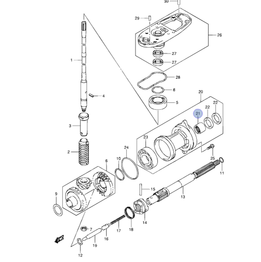 Подшипник игольчатый Suzuki 40-60лс (оригинальный арт. 09263-22020)