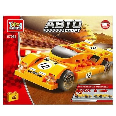 Конструктор пластмассовый 45эл. "Желтый спорткар" 57038-ZH (Город мастеров)