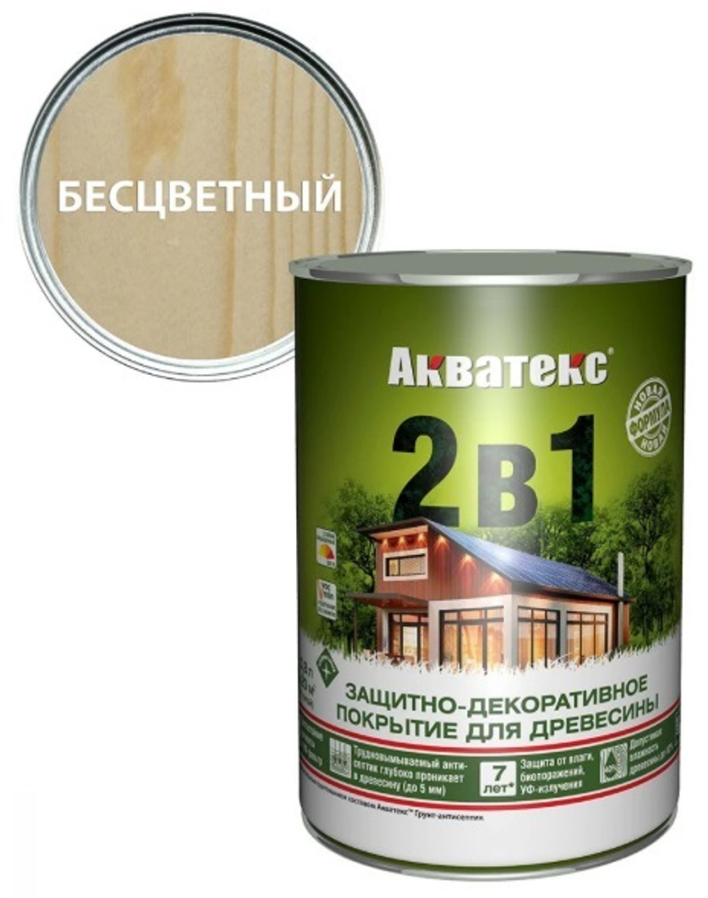 Защитно-декоративное покрытие для дерева АКВАТЕКС 2 в 1, бесцветный, 0.8 л