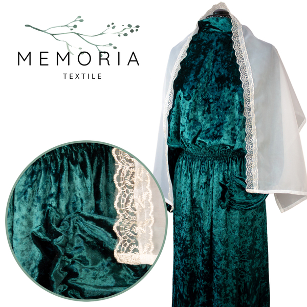 Платье ритуальное "Элеганс" бархат зеленый с шарфом