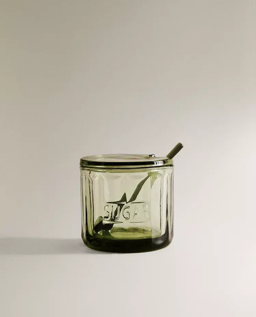ZARA HOME СТЕКЛЯННАЯ САХАРНИЦА, ЗЕЛЕНЫЙ