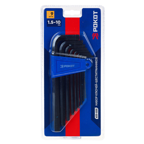 Набор ключей-шестигранников РОКОТ 9шт. 1,5-10мм удл