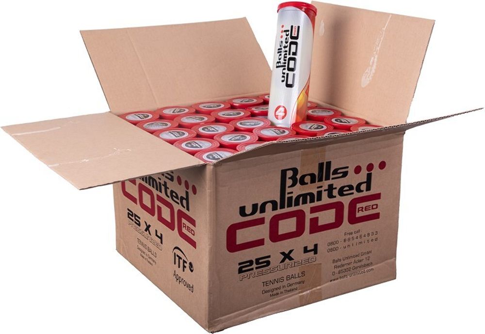 Упаковка теннисных мячей Balls Unlimited Code Red 25 x 4B
