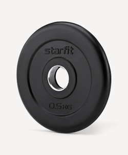 Диск обрезиненный BB-202 d=26 мм, стальная втулка, черный, 0,5 кг