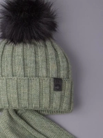 Шапка детская зимняя вязаная с помпоном и снуд