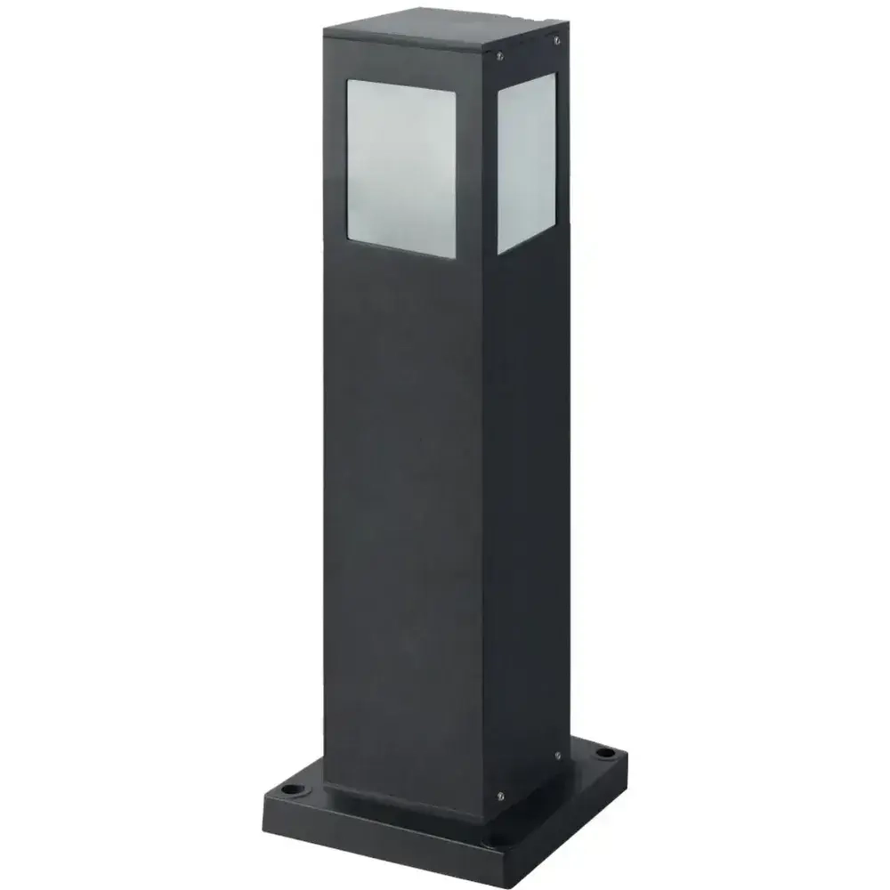 Наземный садовый уличный светильник из алюминия в чёрном цвете 60W E27,защита IP44, мощность ламп max.60W, цвет- чёрный матовый, 500х90мм столб квадратный черный алюминий стекло
