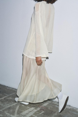 ZARA ДЛИННОЕ КОМБИНИРОВАННОЕ ПЛАТЬЕ, ЦВЕТ СЛИВОЧНОГО МАСЛА