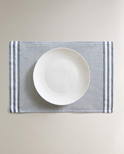 ZARA HOME ПОДСТАВКА ПОД СТОЛОВЫЕ ПРИБОРЫ В ПОЛОСКУ (НАБОР ИЗ 2 ШТ.), СИНИЙ