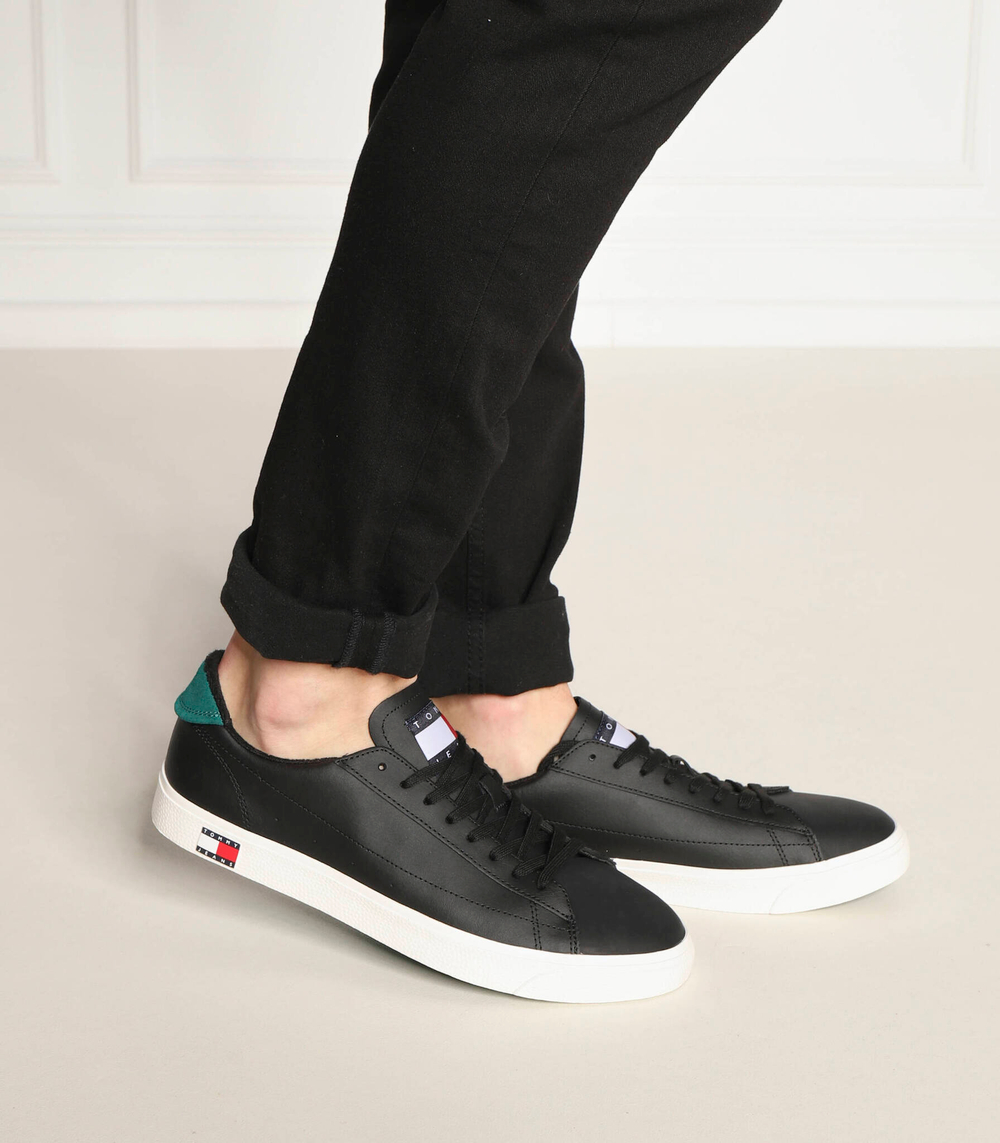 Кожаные кроссовки Tommy Jeans - черный(EM0EM01066)