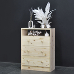 Комод деревянный Раст с 3 ящиками и полкой для хранения вещей, с органайзерами, из массива сосны в натуральной отделке