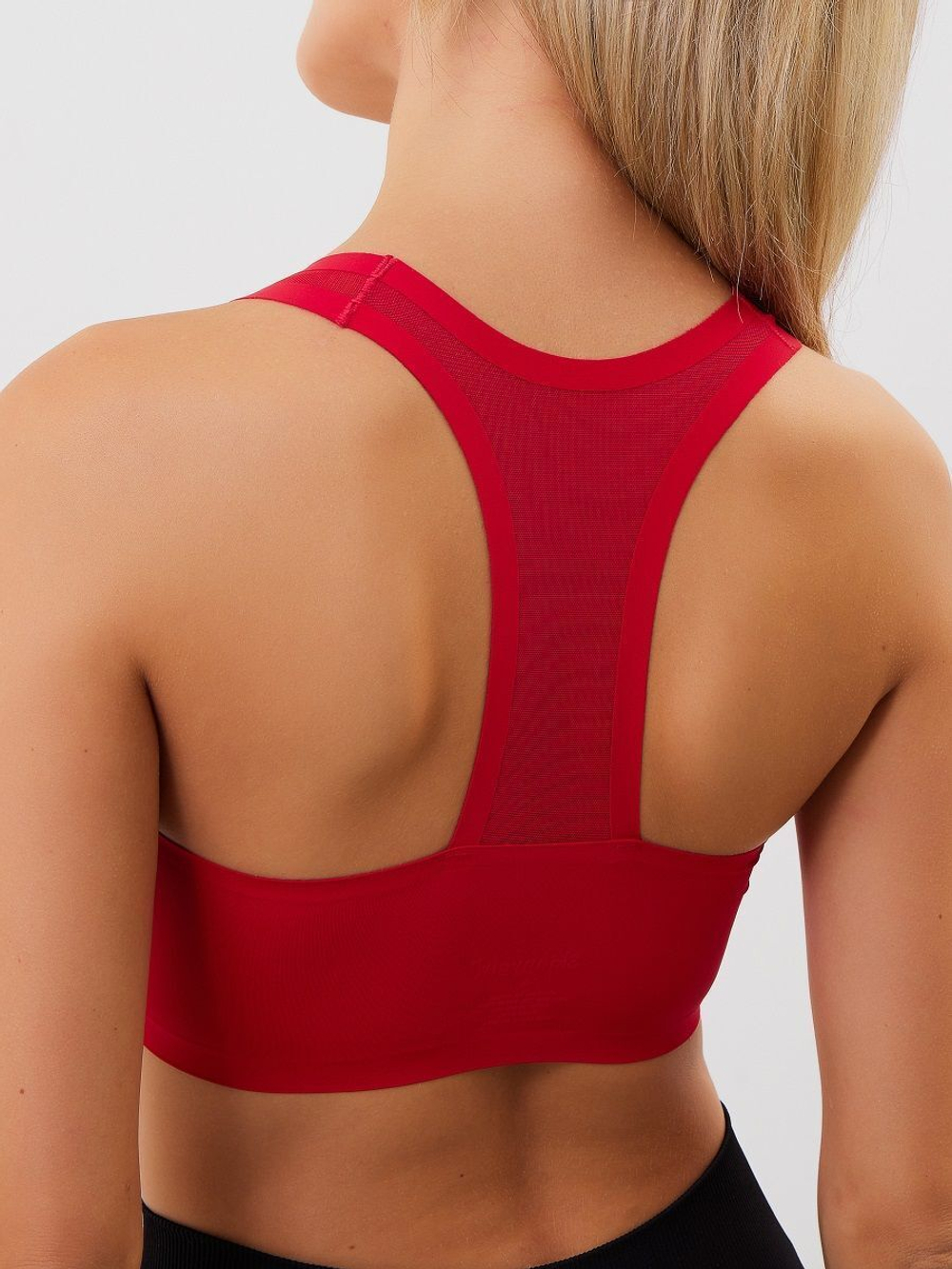 Бесшовный бюстгальтер-топ со спинкой-сеткой Laser Bra (Размер: XL) (Цвет: красный)