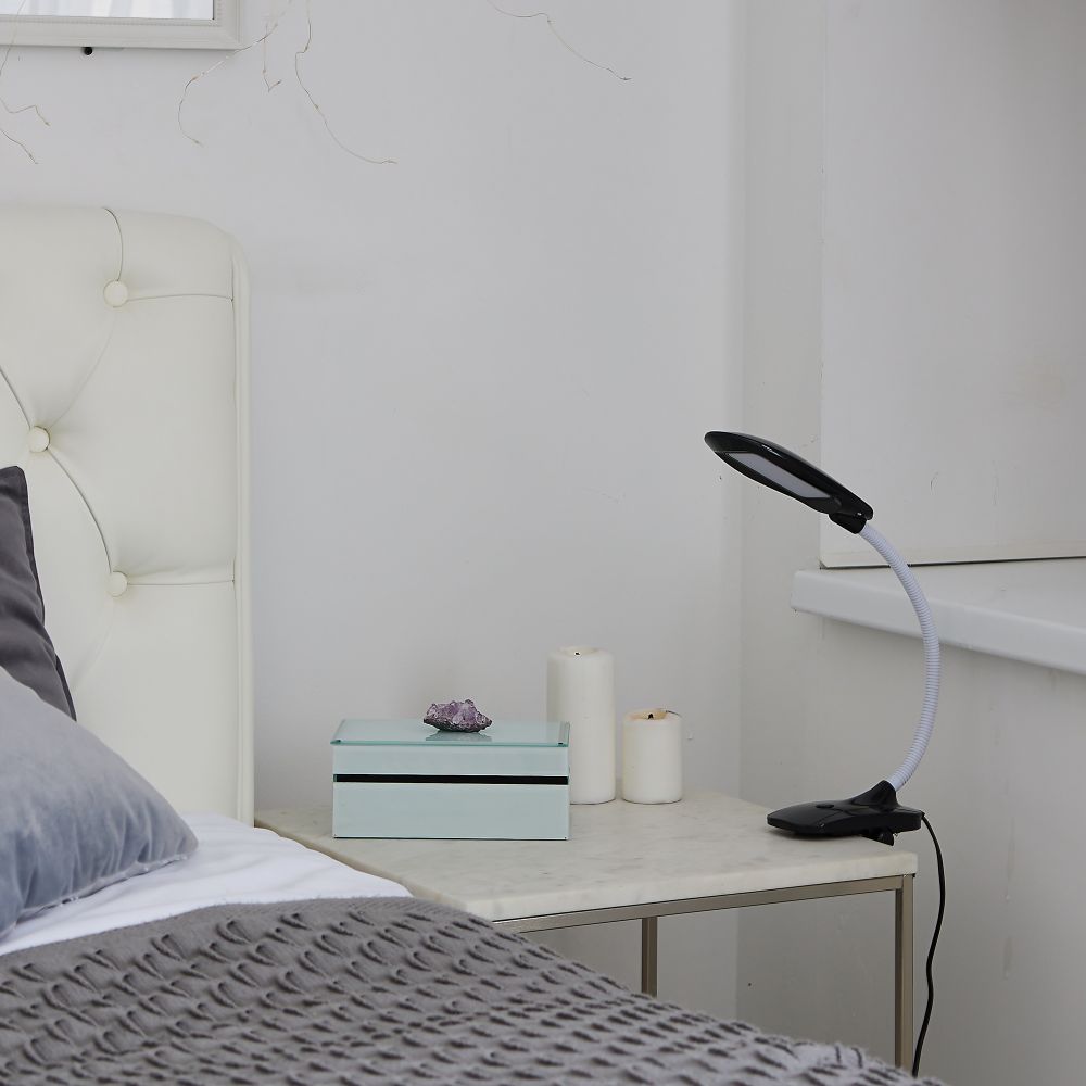 TLD-546 Black-LED-350Lm-4500K Светильник настольный прищепка. 5W. Механический выключатель. Черный. ТМ Uniel