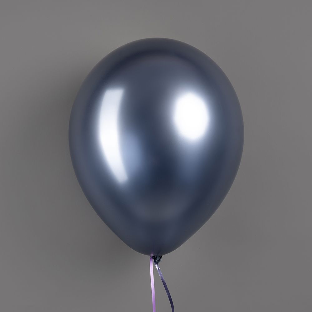 Шар (12''/30 см), Ретро, Полуночно-синий, хром, 50 шт.