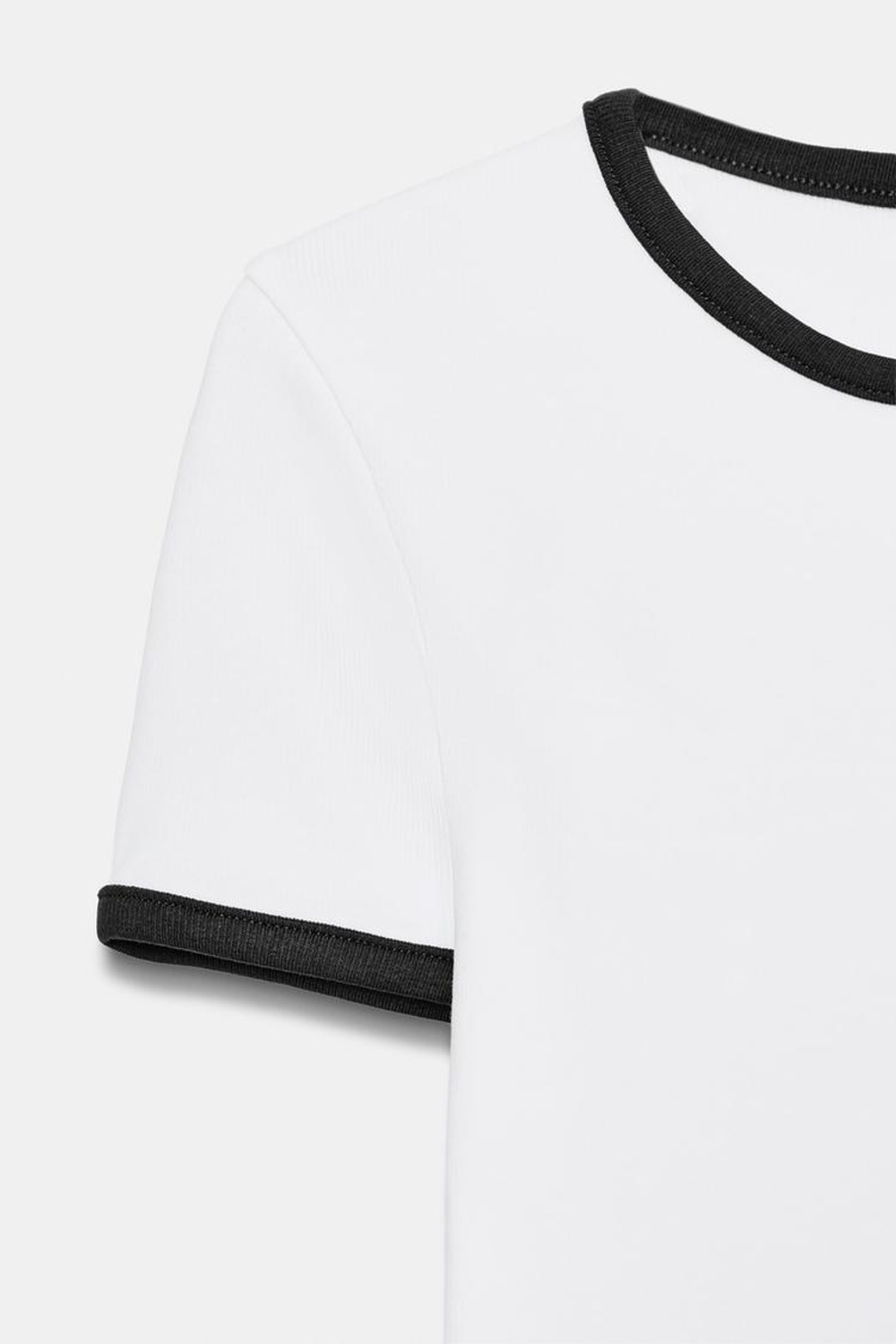 ZARA ФУТБОЛКА С КОНТРАСТНЫМИ ДЕТАЛЯМИ, БЕЛЫЙ
