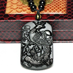 Подвеска Небесный Феникс натуральный обсидиан. О-8