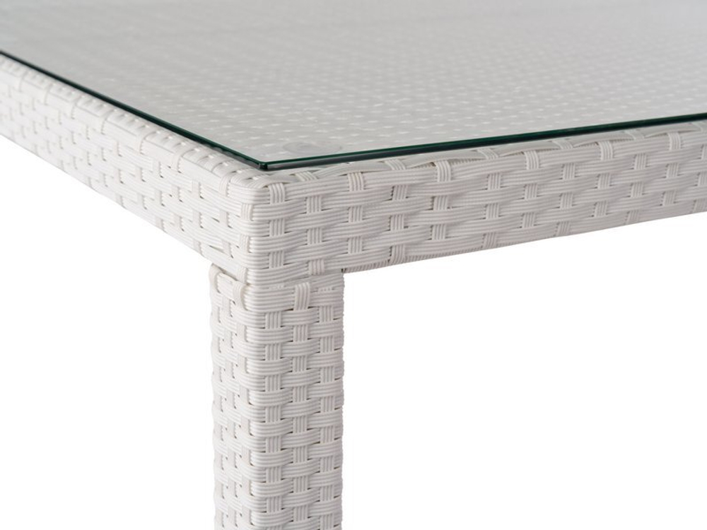 Стол садовый плетеный из искусственного ротанга MILANO 150 см белый
