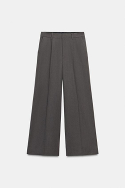 ZARA ШИРОКИЕ БРЮКИ — ZW COLLECTION, ШИРОКИЕ БРЮКИ — ZW COLLECTION, ТЕМНО-СЕРЫЙ