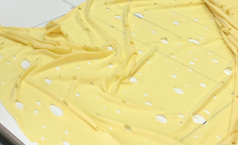 Кулир (принт). Желтый с прорезями Варак, 0,8м