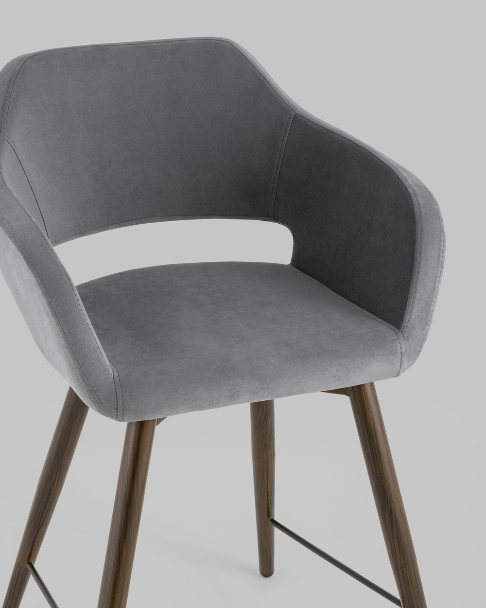Стул полубарный Саймон велюр тёмно-серый