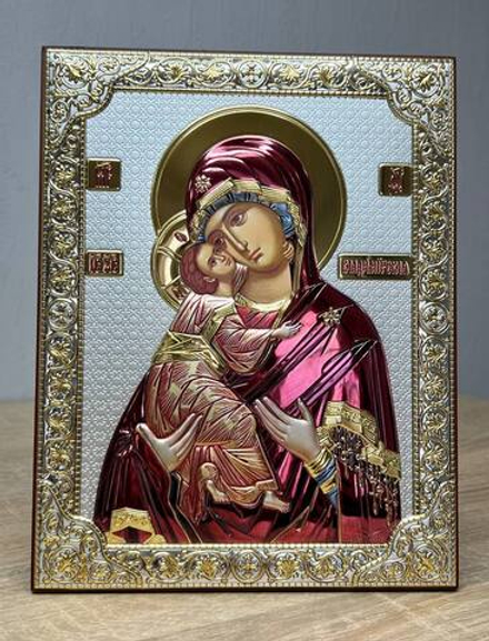 Владимирская БМ, икона прямоугольная без рамки, красное дерево, эмаль 150х200