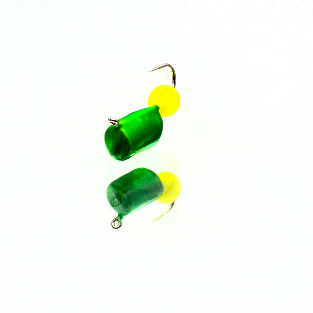 Мормышка True Weight "Гвоздешарик", Зеленый, Ядреный глаз Желтый Неон