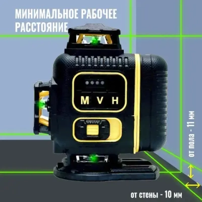 Профессиональный Лазерный уровень (нивелир) LT серии F 16 линий 4D в резиновом корпусе с металлическими бамперами на окошках, С ЯПОНСКИМИ СВЕТОДИОДАМИ SHARP + Тренога 1 метр.