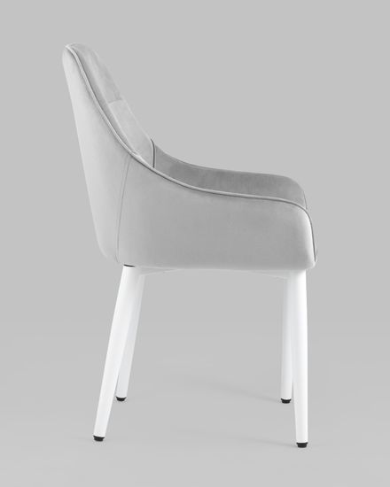 Стул Диана велюр серый ножки белые