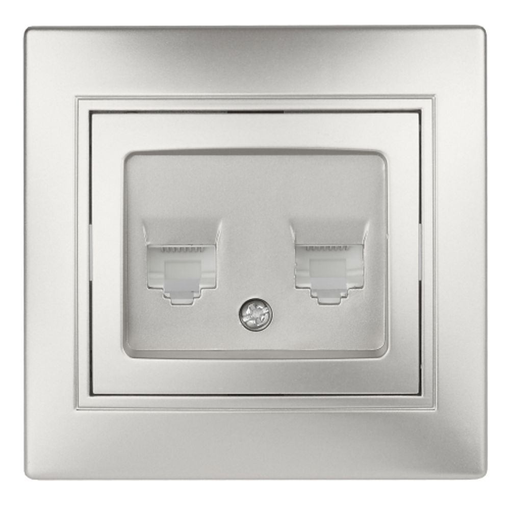 Розетка Intro Plano 1-304-03 информационная двойная 2xRJ45, СУ, алюминий