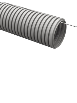 Труба гофрированная ПВХ гибкая легкая d16мм с протяжкой сер. DKC 91916 100м
