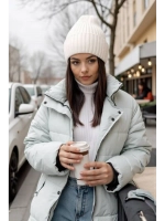 шапка вязаная теплая зимняя с отворотом стильная