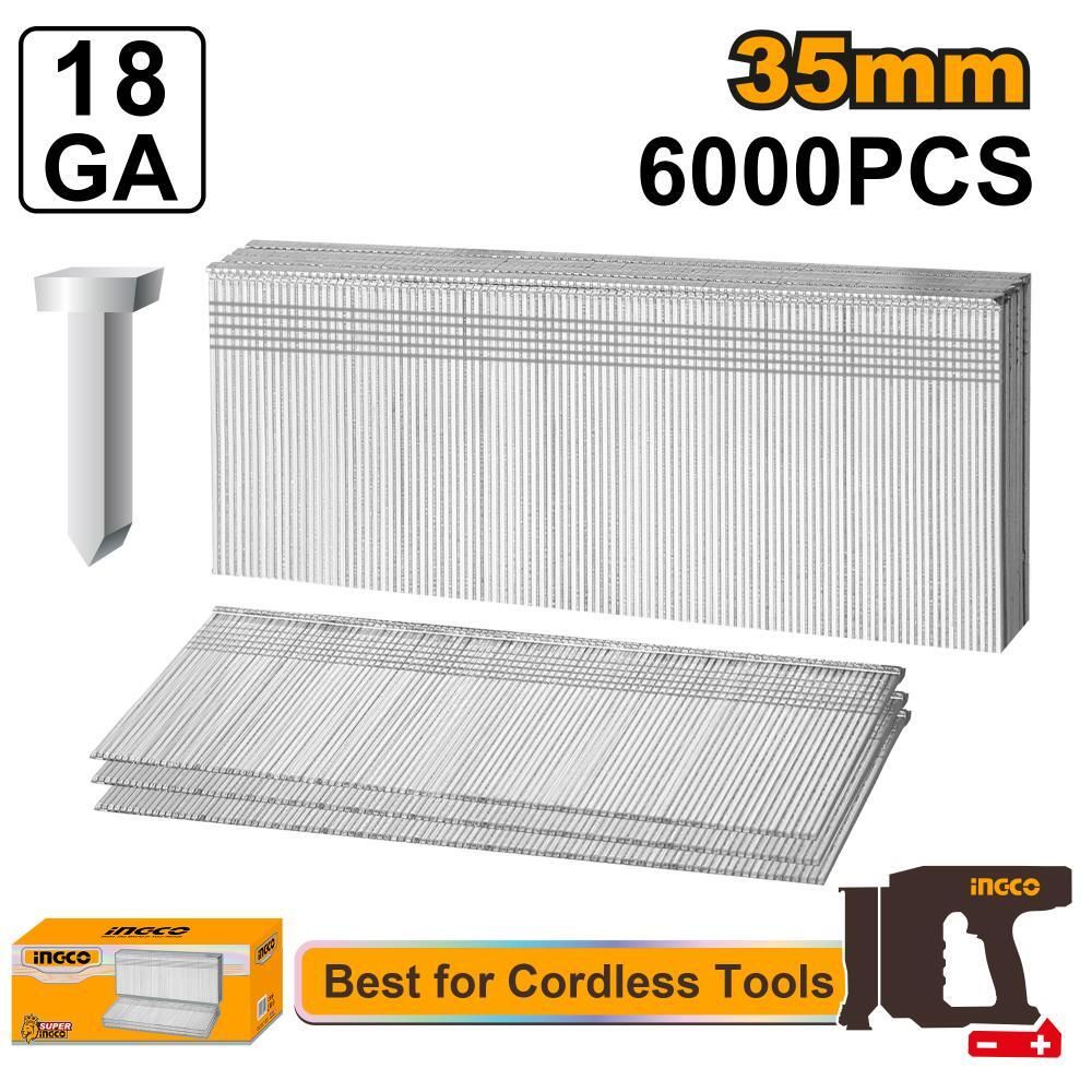 Гвозди для нейлера 18GA (35х1.25х1мм) 6000 шт. SUPER INGCO ANA18356