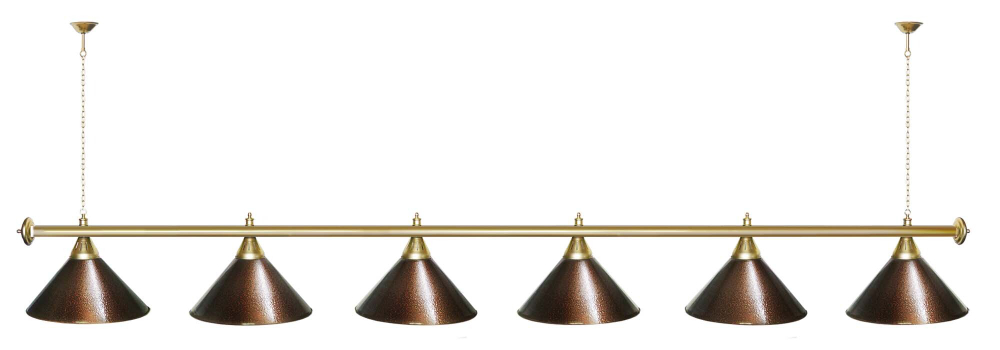 Лампа STARTBILLIARDS 6 пл. (плафоны зеленые,штанга зеленая,фурнитура золото)