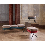 Банкетка pea, велюр, бежевая/сине-зеленая