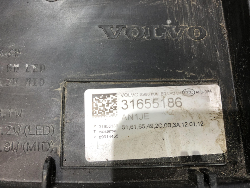 Фара левая Volvo S90 2 / V90 16-22 Б/У Оригинал 31655186